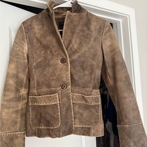 *RARE* Brown Distressed Leather Blazer by Kenneth Cole
